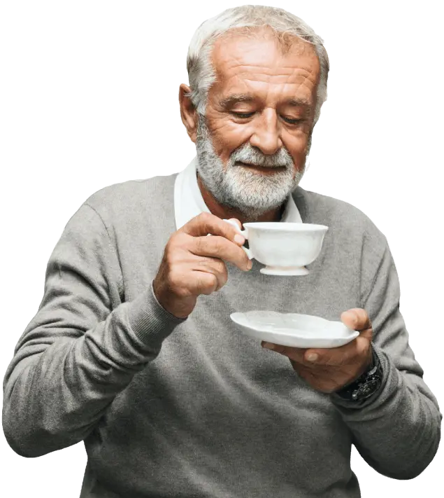 Image of old man drinking coffee